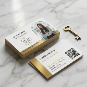 Arch Photo Logo & QR Code Realtor Real Estate Business Card
