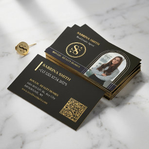 Arch Photo Logo & QR Code Realtor Real Estate Business Card