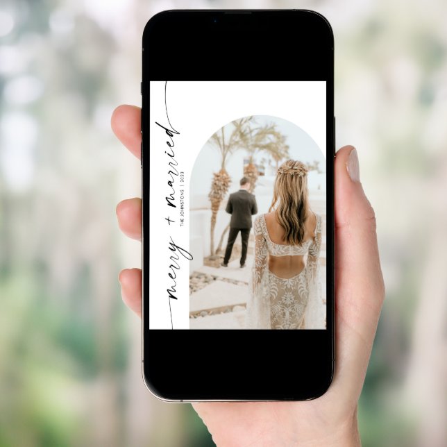 Arch Photo Merry & Married Holiday Christmas Card (Front Digital)