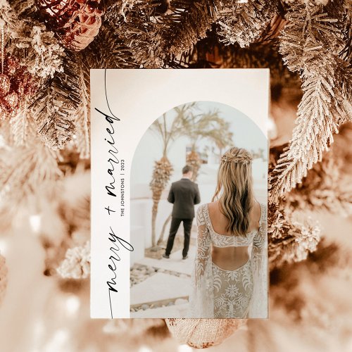 Arch Photo Merry  Married Holiday Christmas Card