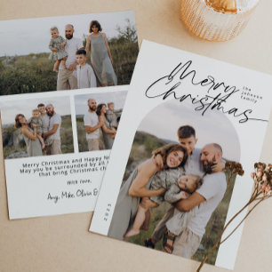 Arch Photo Minimal Modern Elegant Script Christmas Holiday Card