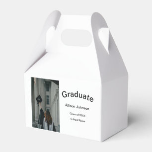 arch photo modern elegant simple graduation party favor boxes