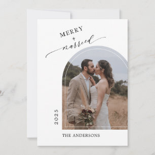 Arch Photo Modern Merry Married NewlyWed Thank You Card