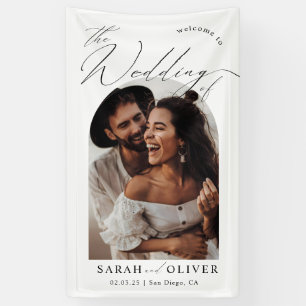 Arch Photo Modern Script Wedding Welcome Banner
