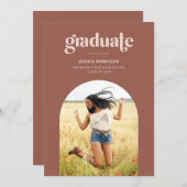 Arch Photo Modern Typography Rust Graduation Party Invitation (Front/Back)