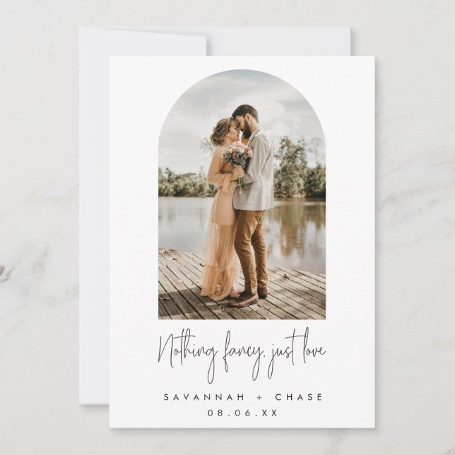 Arch Photo Nothing Fancy Just Love Elopement  Announcement (Front)