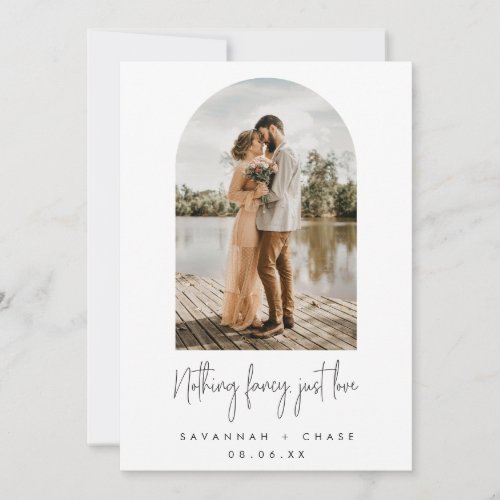 Arch Photo Nothing Fancy Just Love Elopement  Announcement