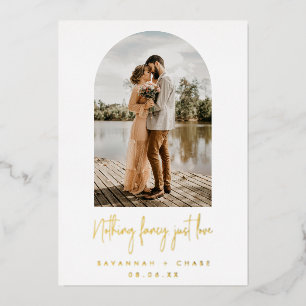 Arch Photo Nothing Fancy Just Love Elopement Real Foil Invitation