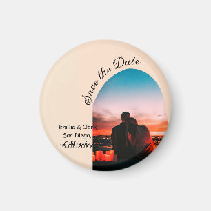 arch photo orange boho save the date QR modern Magnet