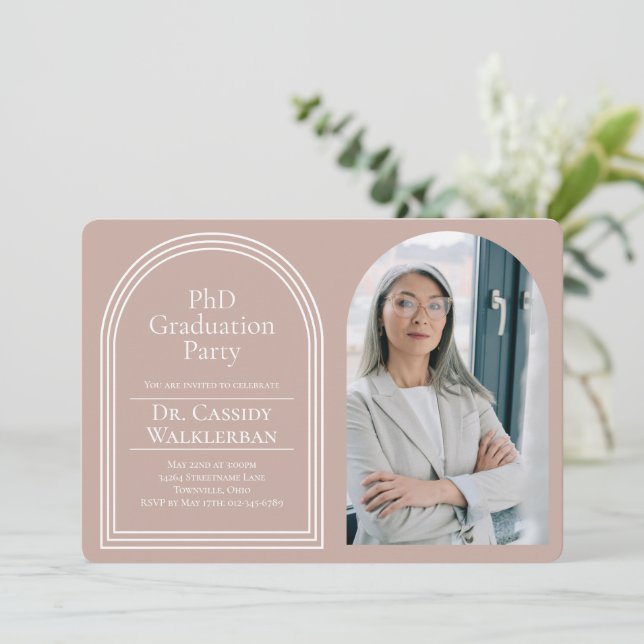 Arch Photo PhD Graduation Invitation (Standing Front)