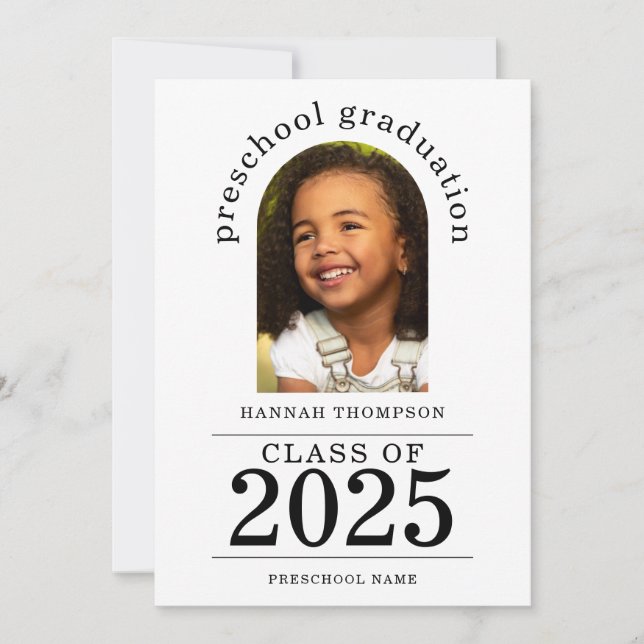 Arch Photo Preschool Graduate 2026 Announcement (Front)