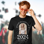 Arch Photo Proud Brother of 2024 Graduate  T-Shirt<br><div class="desc">Arch Photo Proud Brother of 2024 Graduate. Especially for brothers of newly graduated students to wear with pride. Your sibling's photo is within an arch shape, and the year large and bold, with graduate's name. Easily personalise the text as required and replace the photo with your own of portrait orientation....</div>