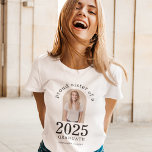 Arch Photo Proud Sister of 2025 Graduate T-Shirt<br><div class="desc">Arch Photo Proud Sister of 2025 Graduate. Especially for sisters of newly graduated students to wear with pride. Your sibling's photo is within an arch shape, and the year large and bold, with graduate's name and high school. Easily personalise the text as required and replace the photo with your own...</div>