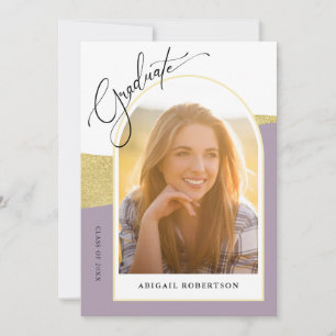 Arch Photo Purple & Gold Graduation Party  Invitation