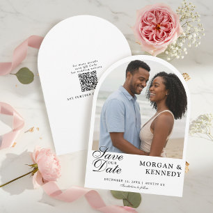 Arch Photo QR Code Elegant Wedding Save the Date