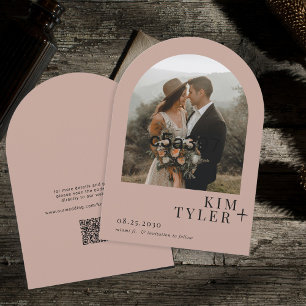 Arch photo QR CODE modern dusty rose wedding Save The Date