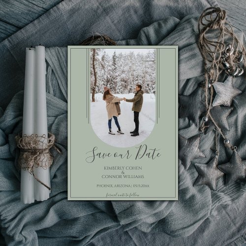 Arch Photo Save the Date  Sage Green