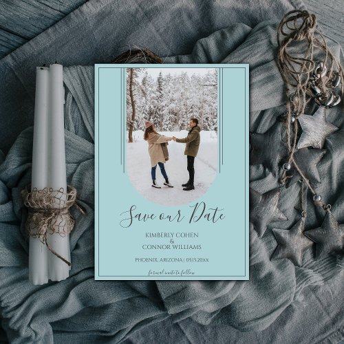 Arch Photo Save the Date  Teal