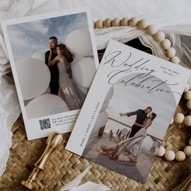 Arch Photo Script Typography Modern Wedding Save The Date (Creator Uploaded)