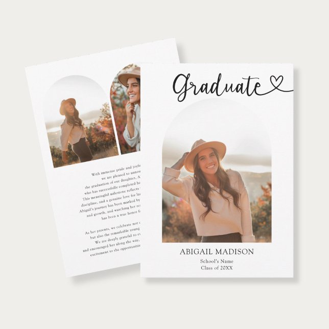 Arch Photo Script with Heart Graduation Announcement (Creator Uploaded)