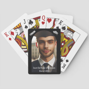 Arch Photo, Silver Graduation Cap, Tassel, Diploma Poker Cards