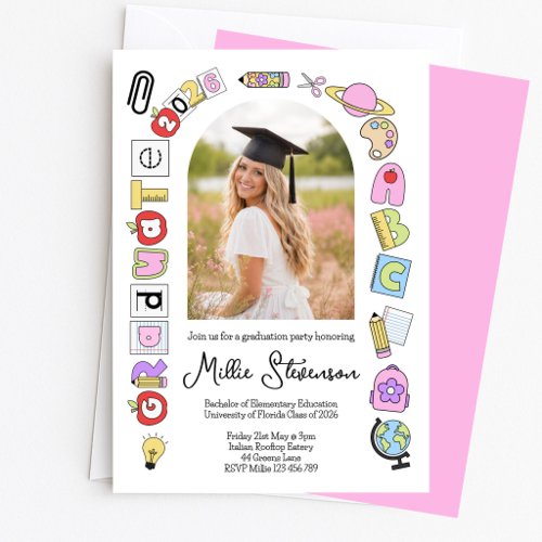 Arch Photo Teacher Graduation Invitation