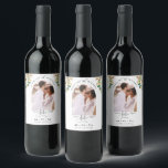 Arch Photo White Gold Floral Wedding Save the Date Wine Label<br><div class="desc">Announce your wedding date in style. Your guests will love the announcement and appreciate the nice gift! Whether you add label to a wine bottle or any other jar, bottle, box or anything else you like, is up to you, wine bottle is simply an example. Design with elegant arch photo...</div>