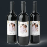 Arch Photo White Gold Floral Wedding Save the Date Wine Label<br><div class="desc">Announce your wedding date in style. Your guests will love the announcement and appreciate the nice gift! Whether you add label to a wine bottle or any other jar, bottle, box or anything else you like, is up to you, wine bottle is simply an example. Design with elegant arch photo...</div>