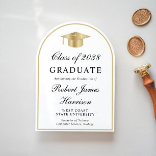 Arch Photo White Gold Graduation Announcement