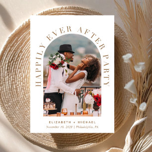 Arch Photo White Gold Wedding Reception Invitation