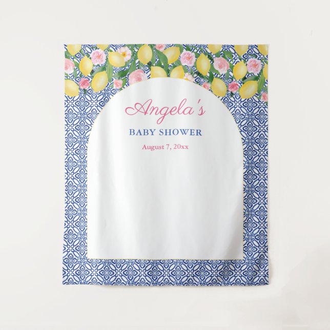 Arch Positano Lemons Baby Shower Photo Backdrop (Front)