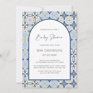 Arch Positano Mediterranean Blue Baby Shower Invitation