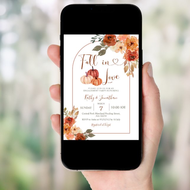 Arch Pumpkin Fall Floral Engagement Party  Invitation (Front Digital)