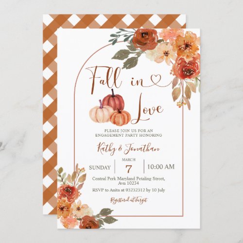 Arch Pumpkin Fall Floral Engagement Party  Invitation