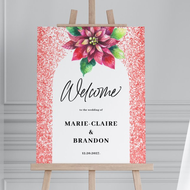 Arch Red Poinsettia Christmas Wedding Welcome  Foam Board (Creator Uploaded)