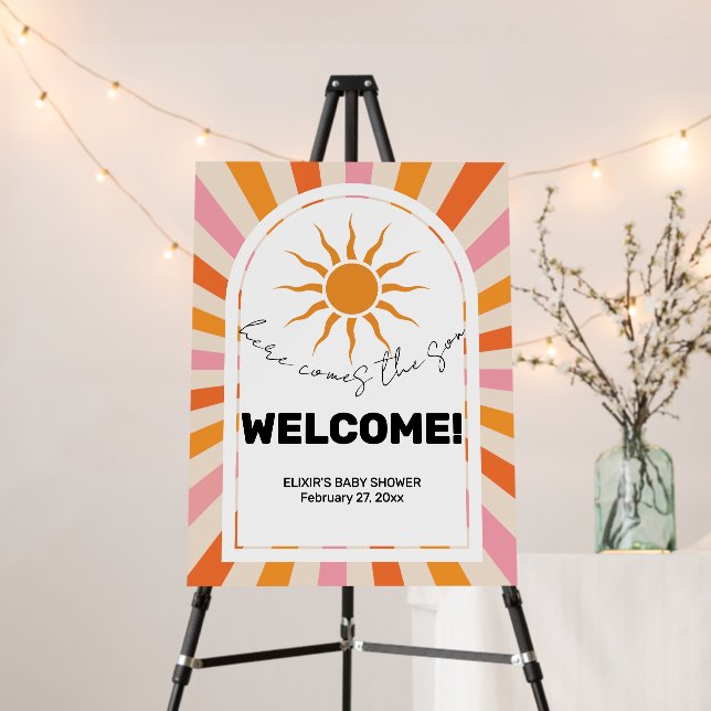 Arch Retro Here Comes The Son Baby Shower Foam Board (In Situ (Stand))