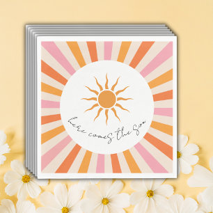 Arch Retro Here Comes The Son Baby Shower Napkins