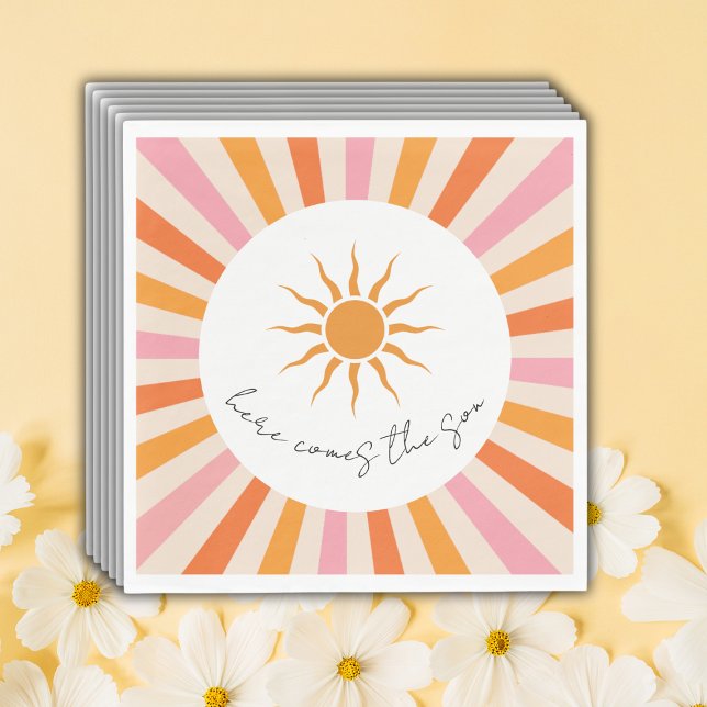 Arch Retro Here Comes The Son Baby Shower Napkins (Creator Uploaded)