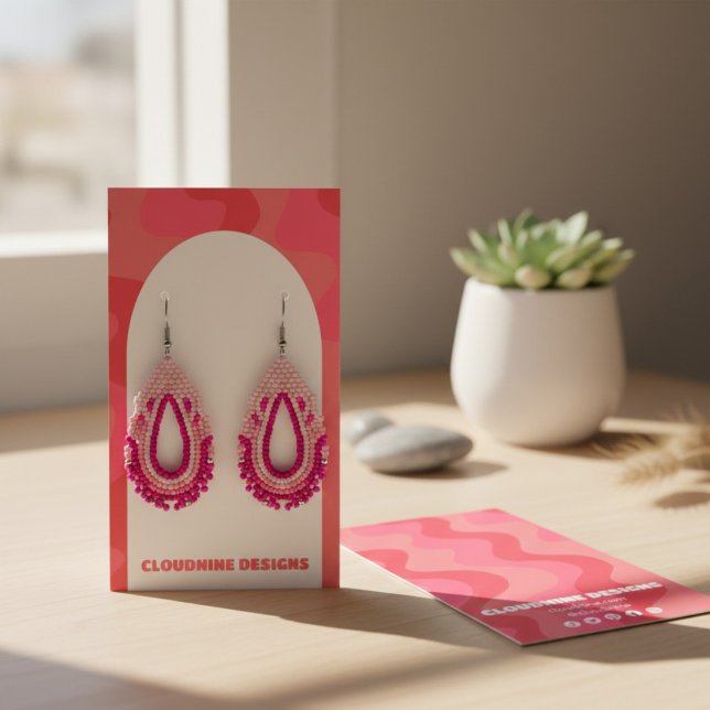 Arch Retro Waves Earring Necklace Jewelry Display  (Arch Retro Waves Earring Necklace Jewelry Display Card Pink
)