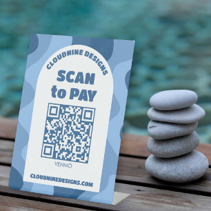 Arch Retro Waves SCAN TO PAY QR CODE Pedestal Sign