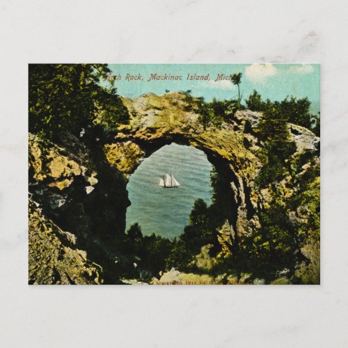 Arch Rock Mackinac Island Michigan 1911 Postcard