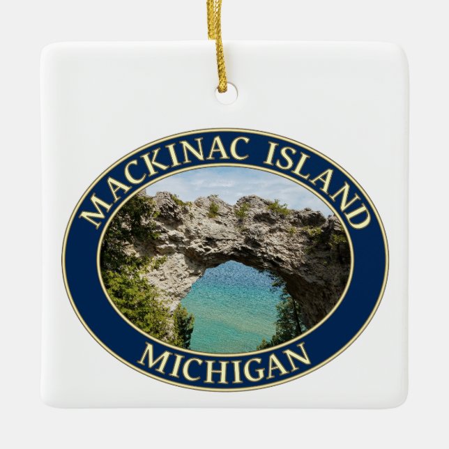 Arch Rock on Mackinac Island, Michigan Ceramic Ornament (Front)