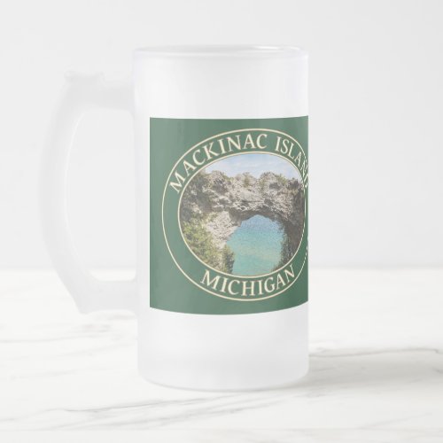 Arch Rock on Mackinac Island Michigan Frosted Glass Beer Mug