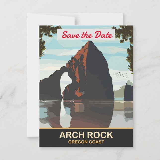 Arch Rock Oregon Coast Wedding Invitation (Front)