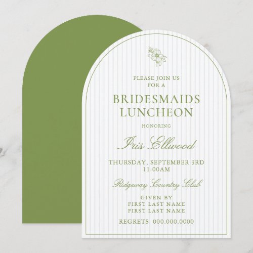 Arch Sage Green & Light Blue Bridesmaids Luncheon Invitation