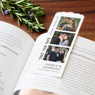 Arch Scalloped Photo Strip Save the Date QR Code Bookmarks