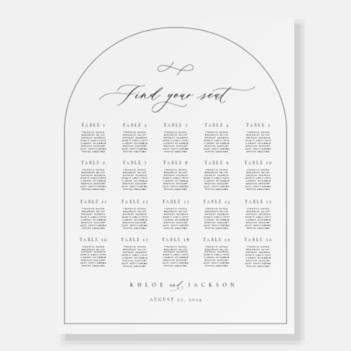 Arch Seating Chart Wedding Minimal Table Sign