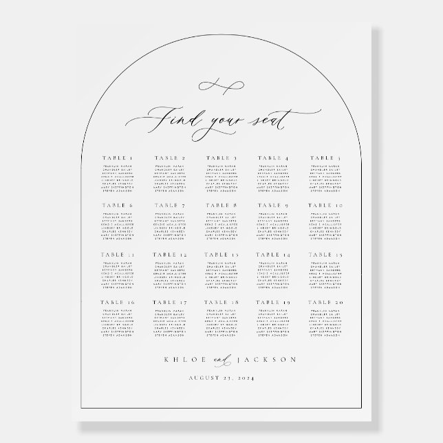 Arch Seating Chart Wedding Minimal Table Sign (Front)