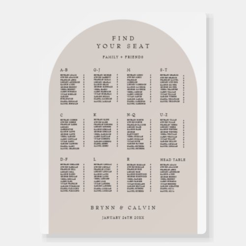 Arch Seating Chart Wedding Reception Table Sign