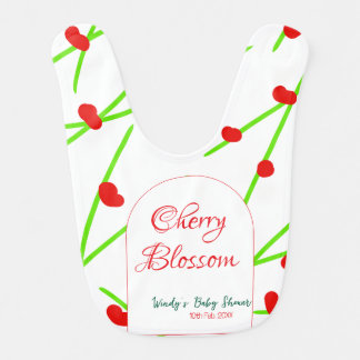 Arch shape cherry blossom red green baby shower na baby bib
